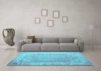 Machine Washable Abstract Light Blue Contemporary Rug, wshcon1167lblu