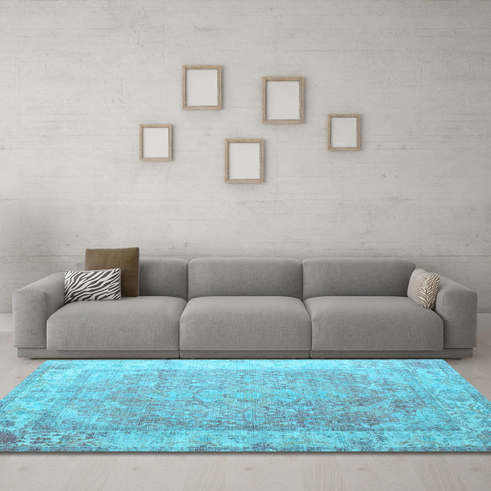 Machine Washable Abstract Light Blue Contemporary Rug in a Living Room, wshcon1167lblu