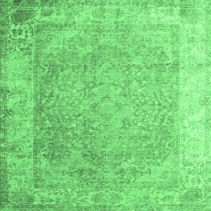 Square Abstract Emerald Green Contemporary Rug, con1167emgrn