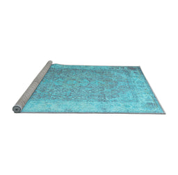 Sideview of Machine Washable Abstract Light Blue Contemporary Rug, wshcon1167lblu