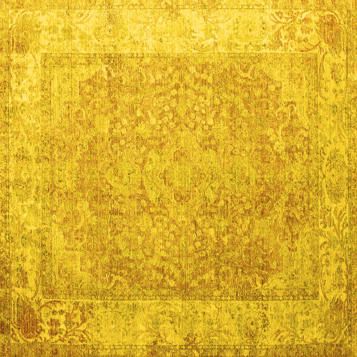 Square Machine Washable Abstract Yellow Contemporary Rug, wshcon1167yw