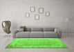 Machine Washable Abstract Green Contemporary Area Rugs in a Living Room,, wshcon1167grn