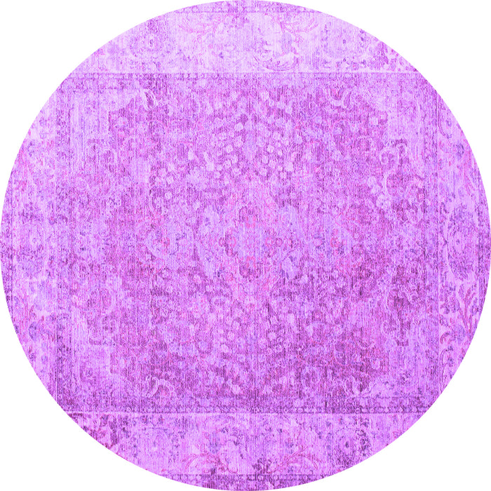 Round Machine Washable Abstract Purple Contemporary Area Rugs, wshcon1167pur