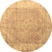 Round Abstract Brown Contemporary Rug, con1167brn