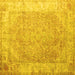 Square Abstract Yellow Contemporary Rug, con1167yw