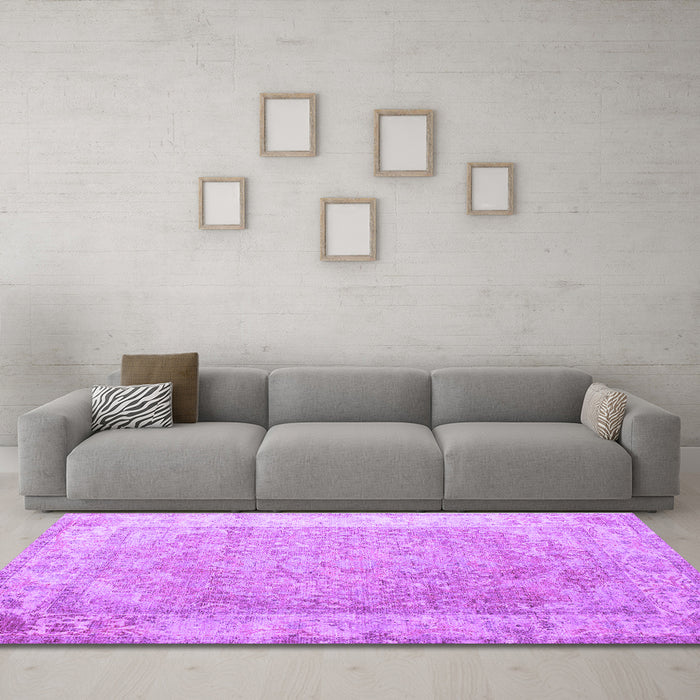 Machine Washable Abstract Purple Contemporary Area Rugs in a Living Room, wshcon1167pur
