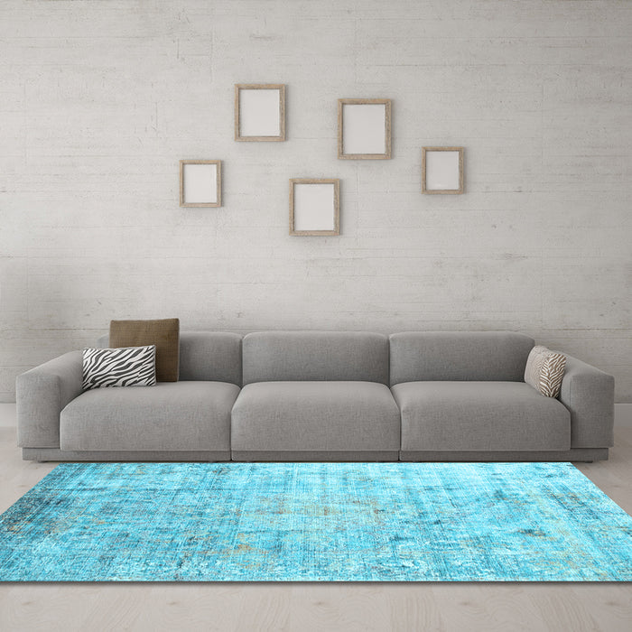 Machine Washable Abstract Light Blue Contemporary Rug in a Living Room, wshcon1168lblu