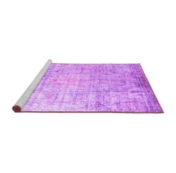 Sideview of Machine Washable Abstract Purple Contemporary Area Rugs, wshcon1168pur