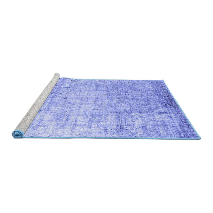 Sideview of Machine Washable Abstract Blue Contemporary Rug, wshcon1168blu