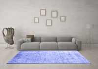 Machine Washable Abstract Blue Contemporary Rug, wshcon1168blu