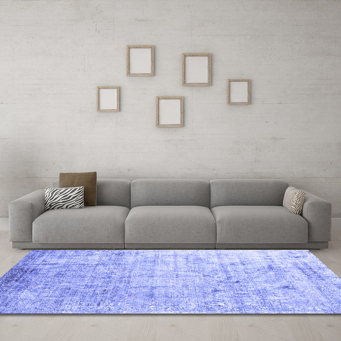 Machine Washable Abstract Blue Contemporary Rug in a Living Room, wshcon1168blu