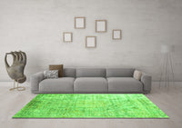 Machine Washable Abstract Green Contemporary Rug, wshcon1168grn