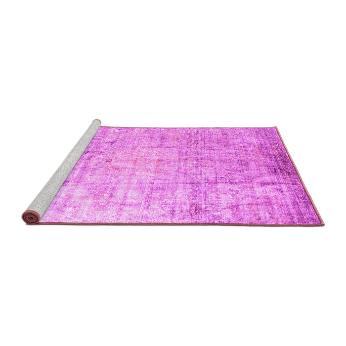 Sideview of Machine Washable Abstract Pink Contemporary Rug, wshcon1168pnk