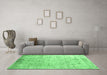 Machine Washable Abstract Emerald Green Contemporary Area Rugs in a Living Room,, wshcon1168emgrn