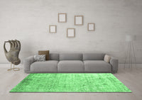 Machine Washable Abstract Emerald Green Contemporary Rug, wshcon1168emgrn