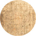 Round Abstract Brown Contemporary Rug, con1168brn