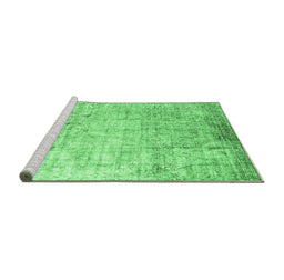 Sideview of Machine Washable Abstract Emerald Green Contemporary Area Rugs, wshcon1168emgrn