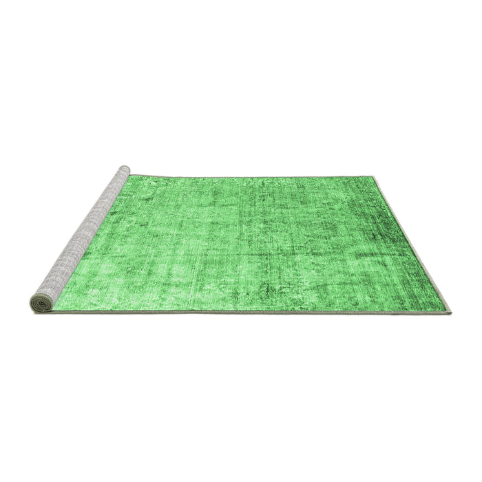 Sideview of Machine Washable Abstract Emerald Green Contemporary Area Rugs, wshcon1168emgrn