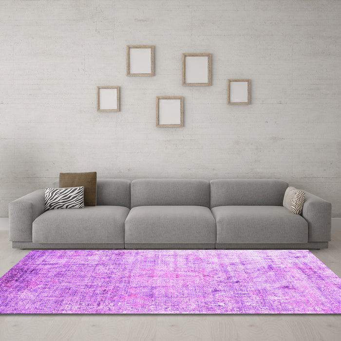 Machine Washable Abstract Purple Contemporary Area Rugs in a Living Room, wshcon1168pur