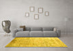 Machine Washable Abstract Yellow Contemporary Rug in a Living Room, wshcon1168yw