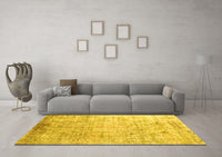 Machine Washable Abstract Yellow Contemporary Rug, wshcon1168yw