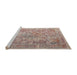 Serging Thickness of Machine Washable Contemporary Orange Salmon Pink Rug, wshcon1169