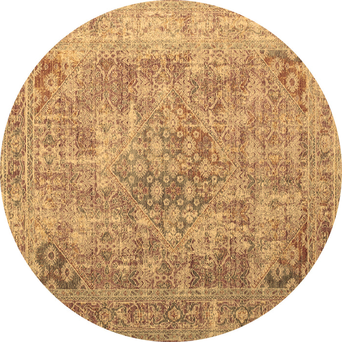 Round Abstract Brown Contemporary Rug, con1169brn