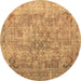 Round Abstract Brown Contemporary Rug, con1169brn