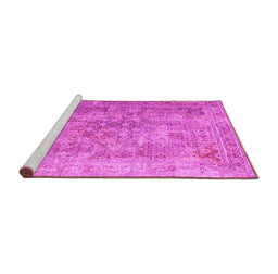 Sideview of Machine Washable Abstract Pink Contemporary Rug, wshcon1169pnk