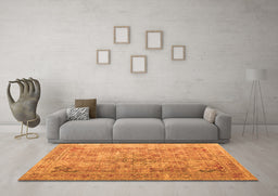 Machine Washable Abstract Orange Contemporary Area Rugs in a Living Room, wshcon1169org
