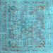 Square Machine Washable Abstract Light Blue Contemporary Rug, wshcon1169lblu