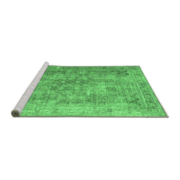 Sideview of Machine Washable Abstract Emerald Green Contemporary Area Rugs, wshcon1169emgrn