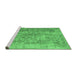 Sideview of Machine Washable Abstract Emerald Green Contemporary Area Rugs, wshcon1169emgrn