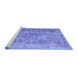 Sideview of Machine Washable Abstract Blue Contemporary Rug, wshcon1169blu