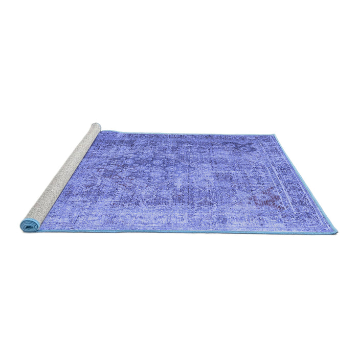 Sideview of Machine Washable Abstract Blue Contemporary Rug, wshcon1169blu