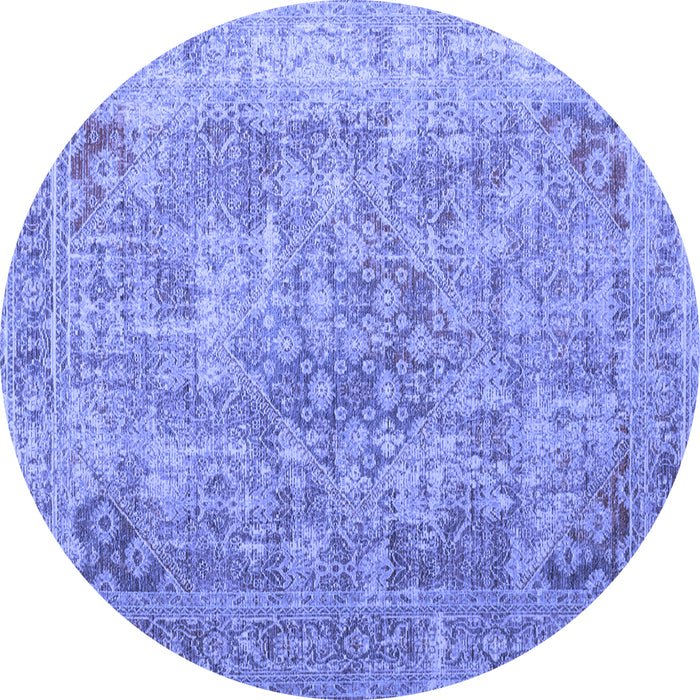 Round Machine Washable Abstract Blue Contemporary Rug, wshcon1169blu