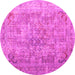 Round Abstract Pink Contemporary Rug, con1169pnk