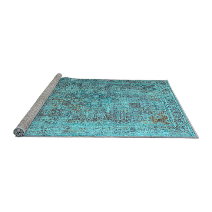Sideview of Machine Washable Abstract Light Blue Contemporary Rug, wshcon1169lblu