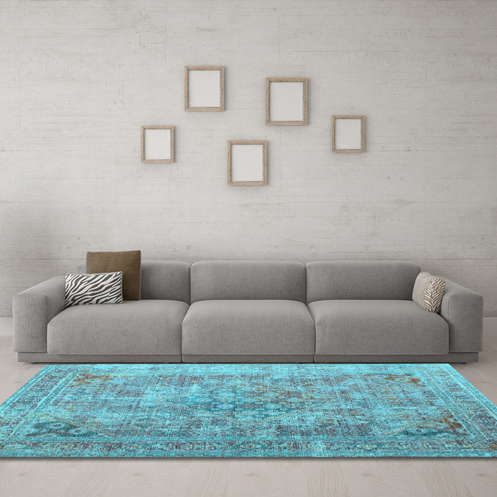 Machine Washable Abstract Light Blue Contemporary Rug in a Living Room, wshcon1169lblu