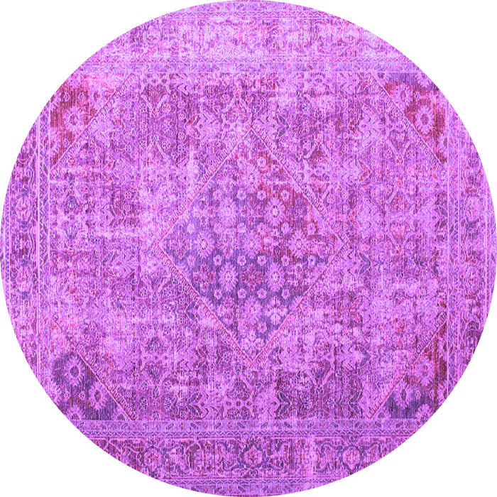 Round Abstract Purple Contemporary Rug, con1169pur