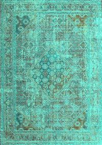 Abstract Turquoise Contemporary Rug, con1169turq