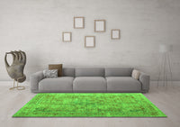 Machine Washable Abstract Green Contemporary Rug, wshcon1169grn