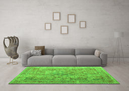 Machine Washable Abstract Green Contemporary Area Rugs in a Living Room,, wshcon1169grn