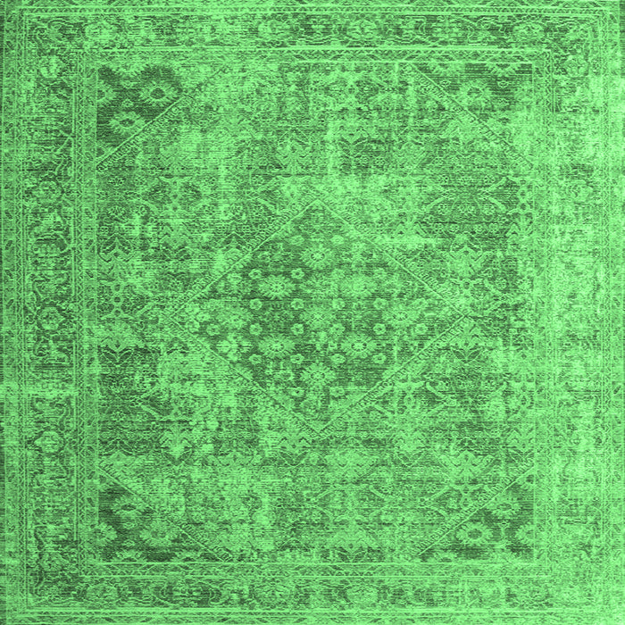 Square Machine Washable Abstract Emerald Green Contemporary Area Rugs, wshcon1169emgrn