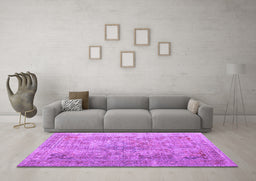 Machine Washable Abstract Purple Contemporary Area Rugs in a Living Room, wshcon1169pur