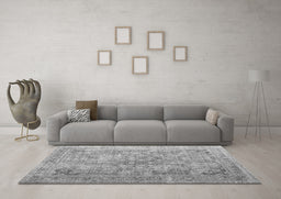 Machine Washable Abstract Gray Contemporary Rug in a Living Room,, wshcon1169gry