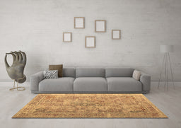 Machine Washable Abstract Brown Contemporary Rug in a Living Room,, wshcon1169brn