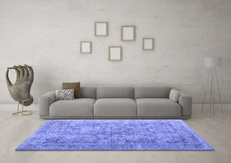 Machine Washable Abstract Blue Contemporary Rug in a Living Room, wshcon1169blu