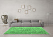 Machine Washable Abstract Emerald Green Contemporary Area Rugs in a Living Room,, wshcon1169emgrn