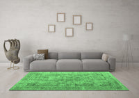 Machine Washable Abstract Emerald Green Contemporary Rug, wshcon1169emgrn